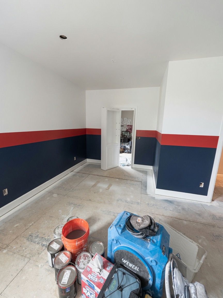 Stone striping and trim paint after
